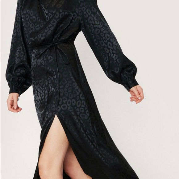 Animal Jacquard Satin High Neck Midi Dress - Picture 3 of 6